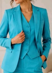 Chic Teal Blue 3-Piece Pantsuit 32 size