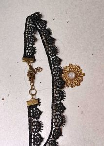 Black Lace Choker with Pendant