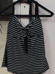 Striped Halterneck Bikini Top