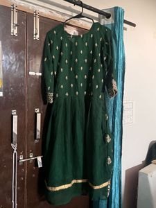 green garara frock set