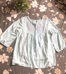 Price Drop❤️Light Blue Embroidered Top