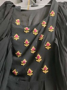 Elegant Black Embroidered Gown