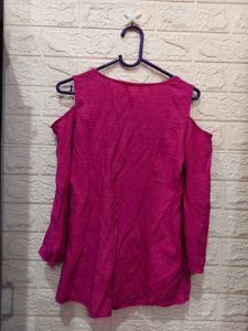 Vibrant Pink Cold Shoulder Kurta