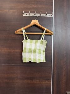 Checked Crop Top with Adjustable Straps