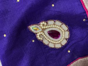Elegant Purple Saree with Gold Border
