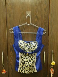 Royal Blue corset Embroidered Blouse