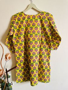 Yellow Floral Print Kurta