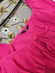 Trendy Pink Ruffle Sleeve Top
