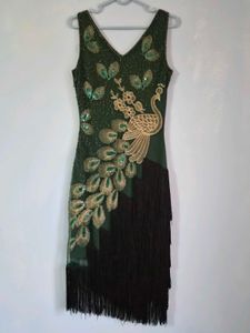 Sparkling Peacock Flapper Dress