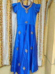 Royal Blue Embroidered Ethnic Gown