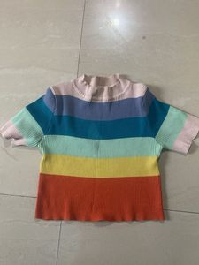 Colorful Striped Ribbed Knit Top