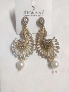 Elegant Gold-Tone & Pearl Drop Earrings