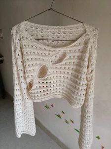 Cream Crochet Crop Top