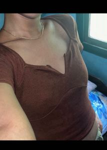 Chic Brown Square Neck Crop Top