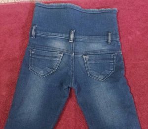 Girls' Blue Jeans with Butterfly Design