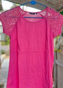 Pink Lace Sleeve Top