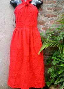 Vibrant Red Halter Neck Maxi Dress