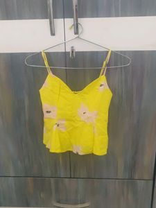 Zara Yellow Peplum Crop Top