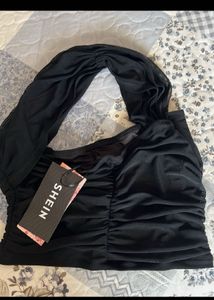 Black Halter Neck Crop Top