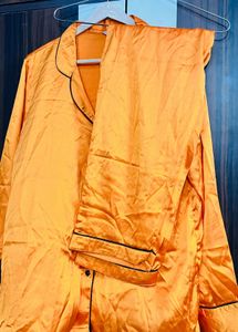 Satin Pajama Set - Orange