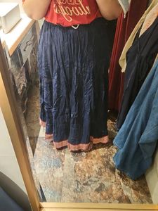 Navy Blue Ethnic Skirt with Embellished Border