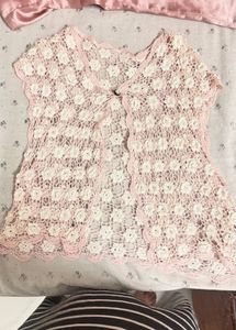 korean Pink Crochet Floral Cardigan