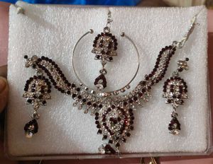 Red &amp; Silver Bridal Jewellery Set