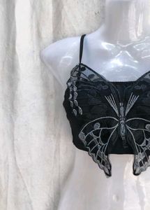 Black Butterfly  Crop Top