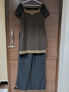 Embellished Black Kurta with Palazzo