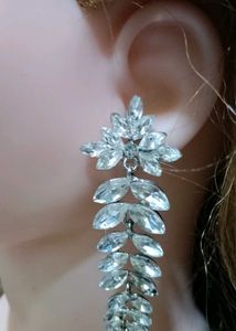 silver long earring without back loop