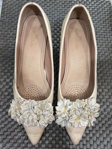 Elegant Floral Embellished Ballet Heels