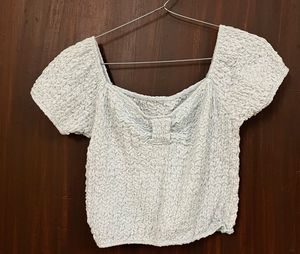 Cute Textured Puff Sleeve Top