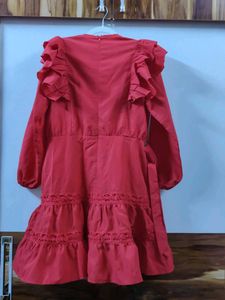 URBANIC -  Red Ruffled Dress