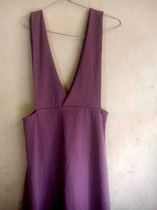 Purple V-Neck Pinafore Dress