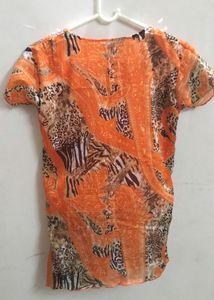 Orange Animal Print Top