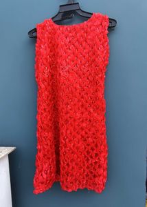 Red Floral Sleeveless Mini Dress