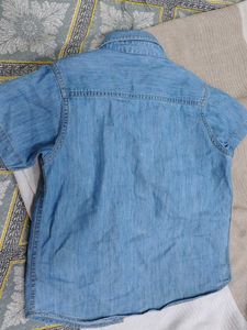 Light Wash Denim Short Sleeve Shirt