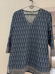 Blue Printed Kurta this size will be L