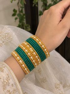 Emerald Green & Pearl Bangles Set