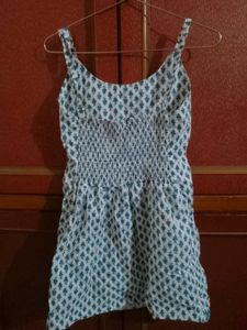 Blue &amp; White Floral Print Dress