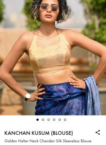 Original Suta Bombay Golden Halter Neck blouse