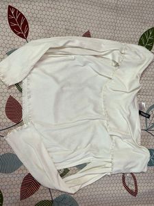 H&amp;M white Ribbed Long Sleeve Top