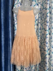 Chic Spaghetti Strap Lace Trim Mini Dress