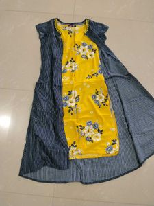 Yellow Kurta with shrug