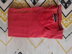 V-Neck Coral Sweater,Size L