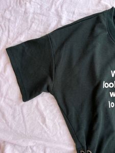 Dark Green Lace-Up Graphic Sweatshirt