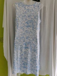 Land's end Blue &amp; White Tie-Dye Sleeveless Dress
