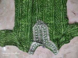 Green Bandhani Print Kurta with Pant and dupatta