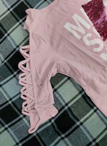 Cute Pink "Make Some Noise" Sequin Top