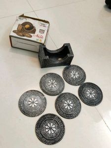 6 Tea Coasters Set with Stand